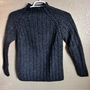 Banana Republic Lambswool Aplaca Blend Gray Ribbed Sweater
